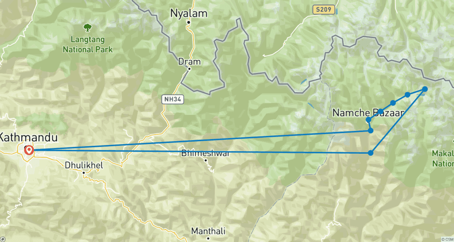 Mapa trasy: Powrót ze szczytu Island Peak helikopterem