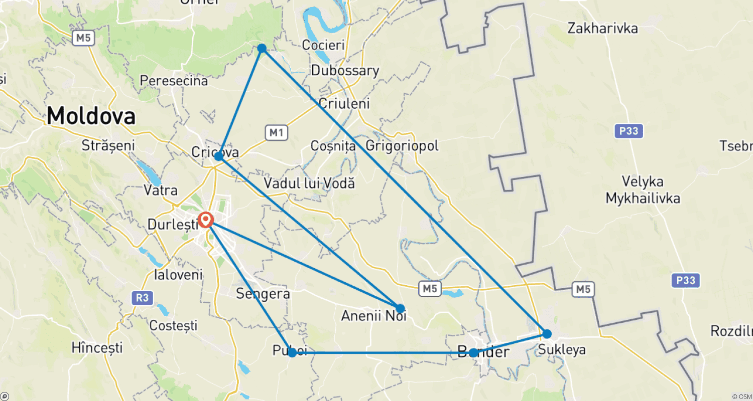 Mapa trasy: Ekskluzywna wycieczka winiarsko-gastronomiczna w Mołdawii