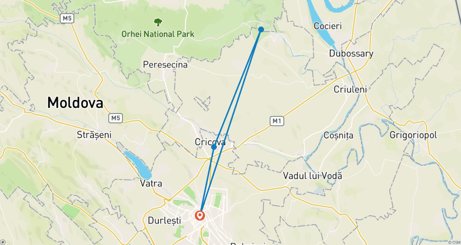 Mapa do percurso de AVENTURA DE CAMINHADA NA MOLDÁVIA