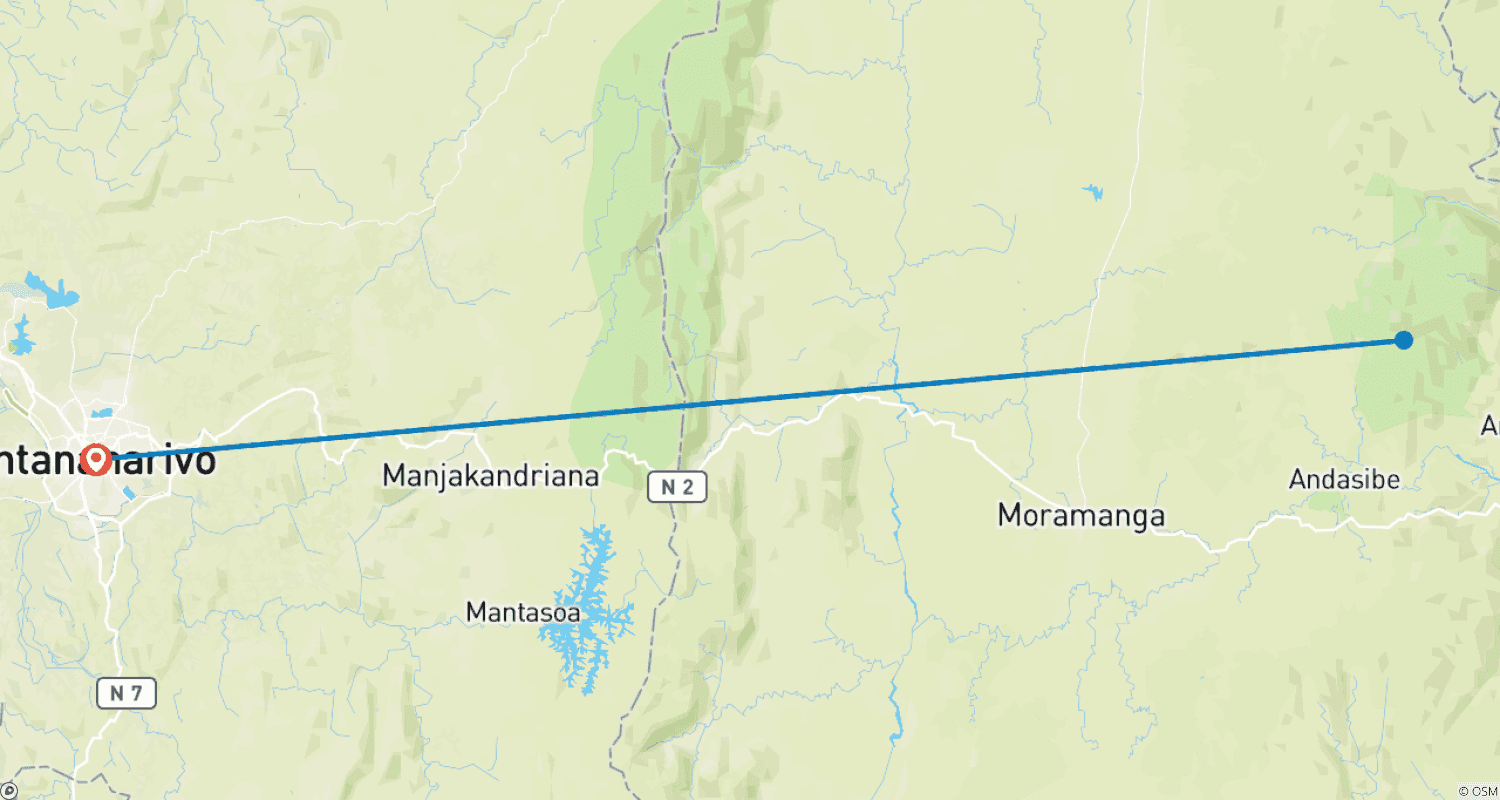 Mapa do percurso de Passeios de 5 Dias com Animais em Madagáscar