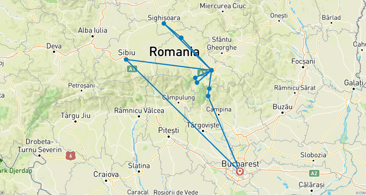 Mapa trasy: Niesamowita Transylwania - Laureat Nagrody za Najlepszy Innowacyjny Program Wycieczkowy