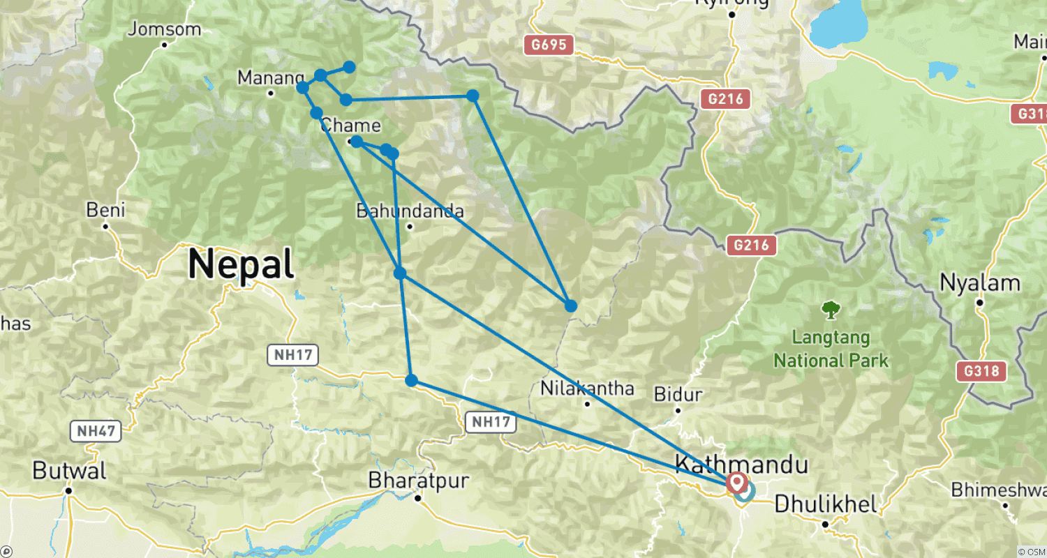Mapa trasy: TREKKING NAR PHU – 10 dni