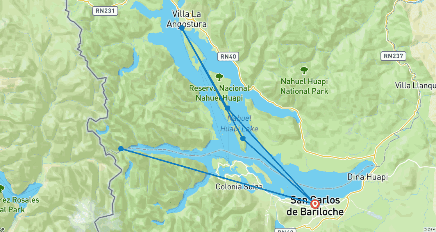Mapa do percurso de O Melhor de Bariloche em 3 noites
