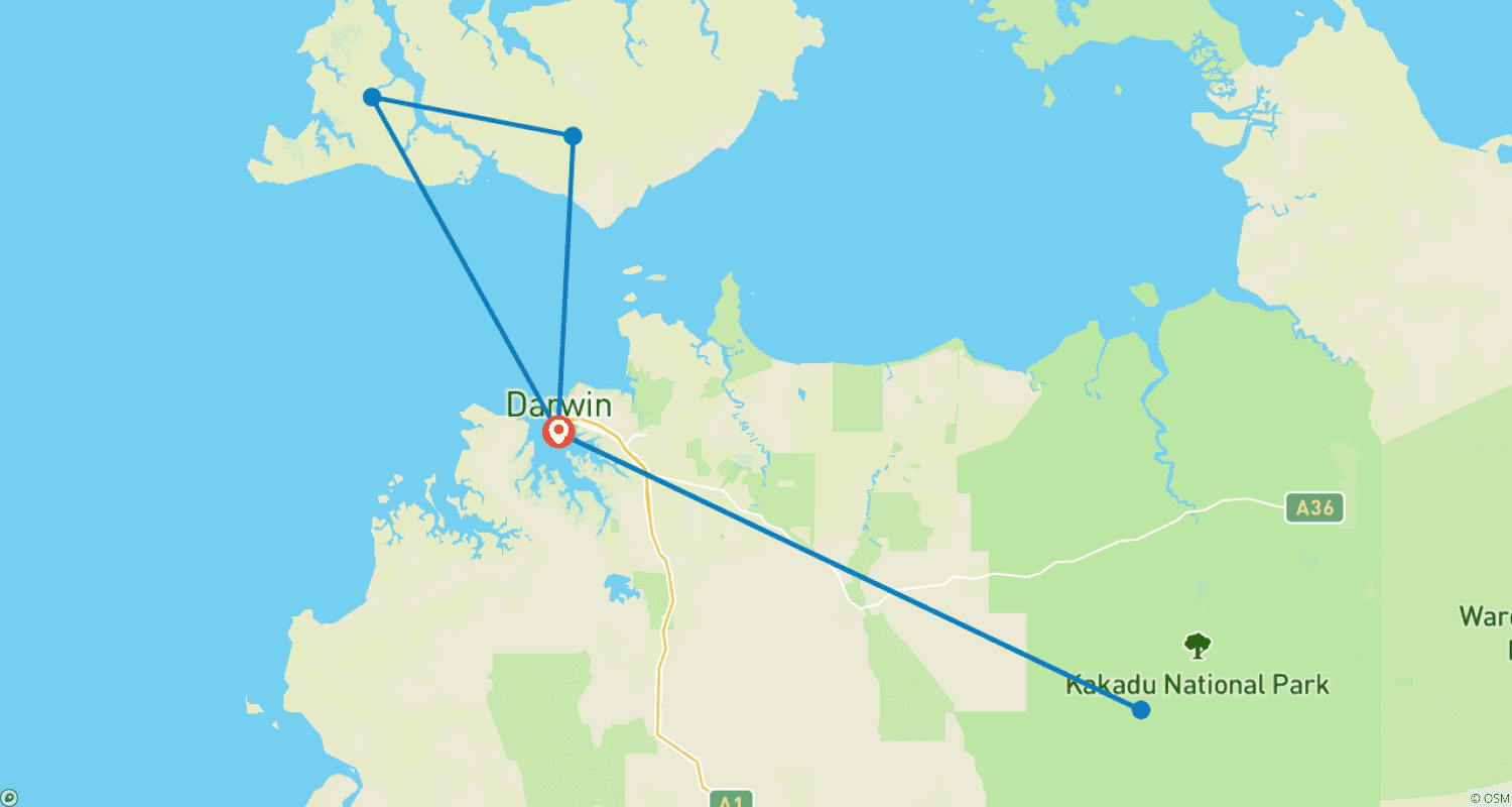 خريطة مسار Kakadu and Tiwi Islands Explorer (Short Break)