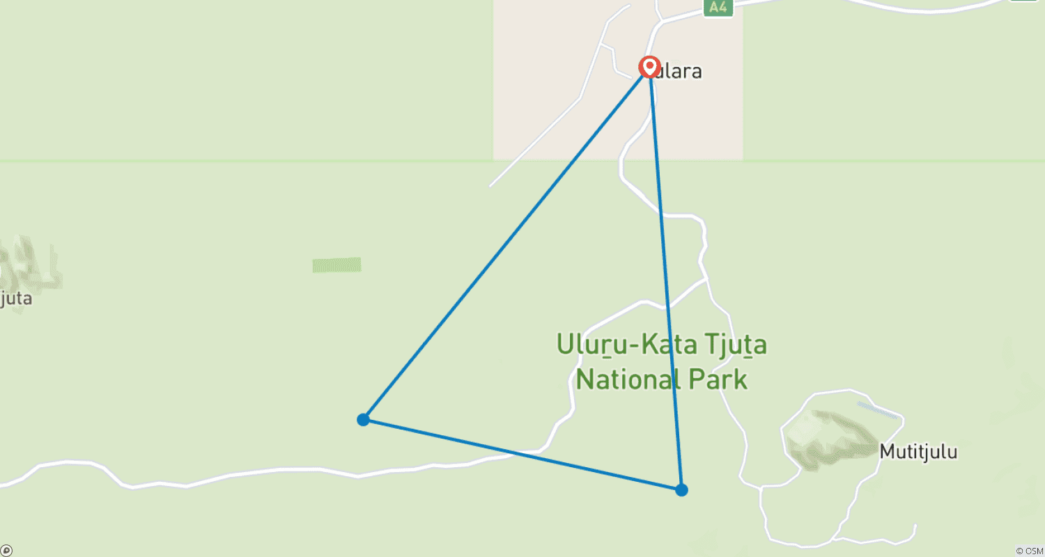 Mapa do percurso de Destaques de Uluru e Kata Tjuta (Pausa Curta, 2 Dias)