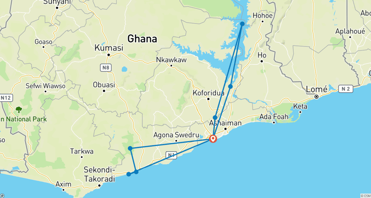 Mapa trasy: Ghana Grudniowe Doświadczenie