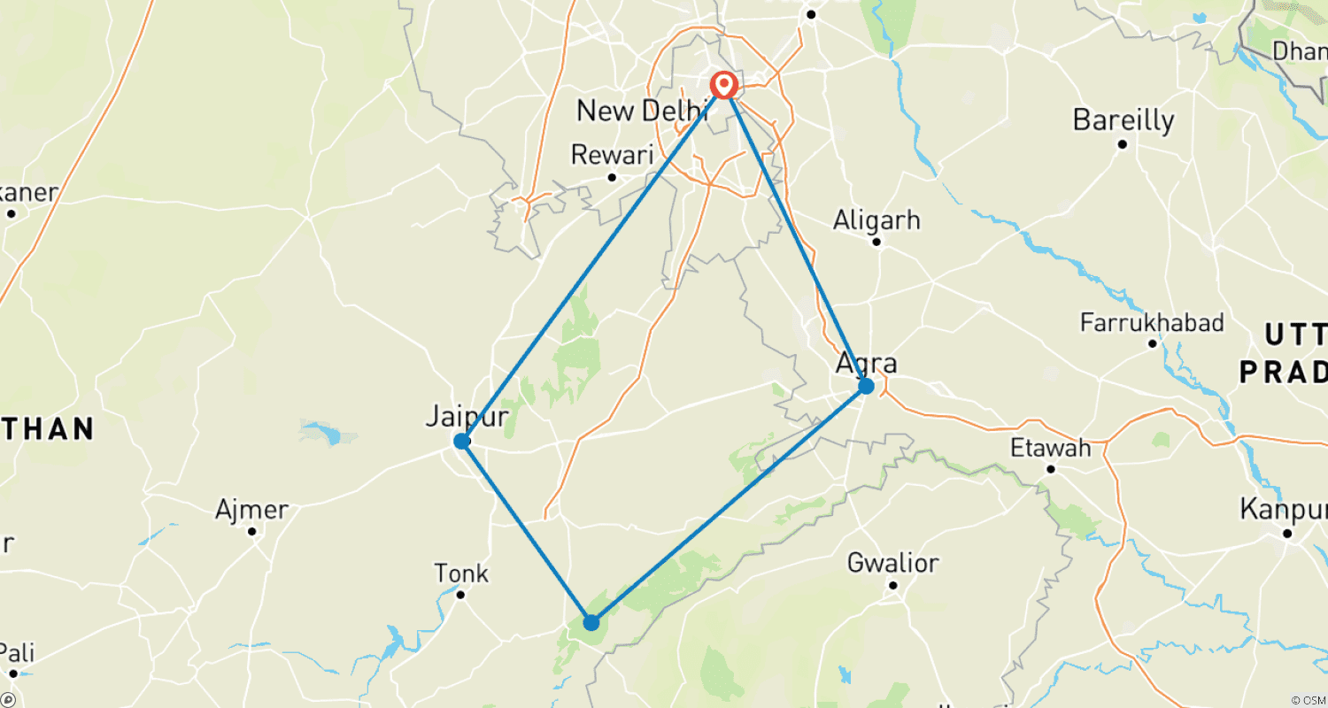 Mapa trasy: Królewski Złoty Trójkąt