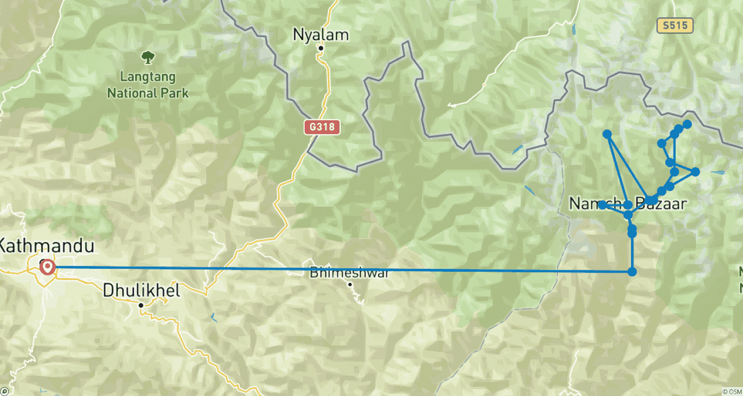 Mapa trasy: Short Everest Base Camp Trek