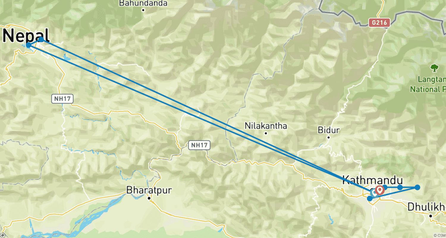 Mapa trasy: Panoramiczny Widok na Góry | Wycieczka po Nepalu