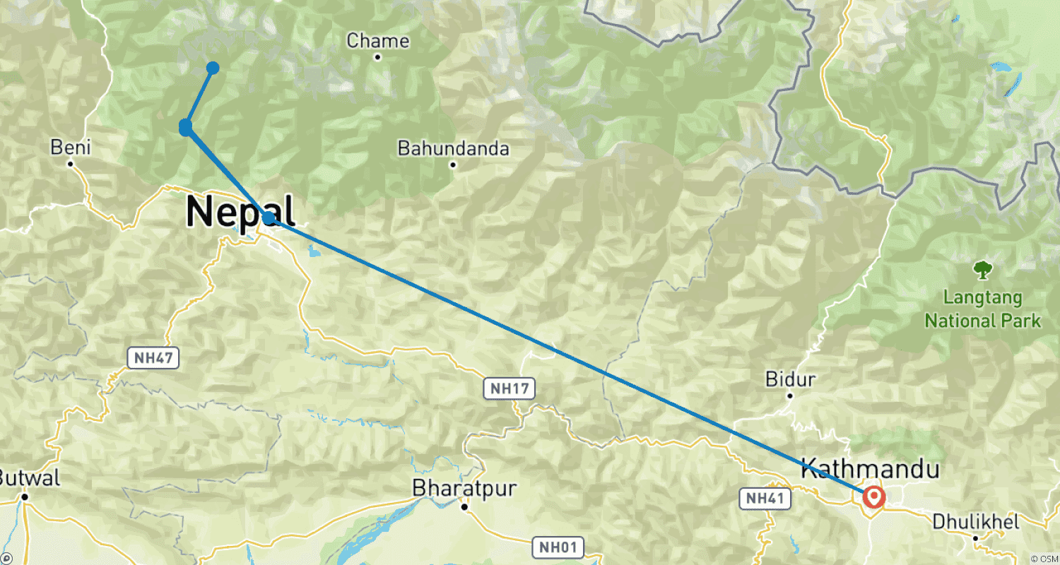 Mapa trasy: Rapid Annapurna Base Camp Trek