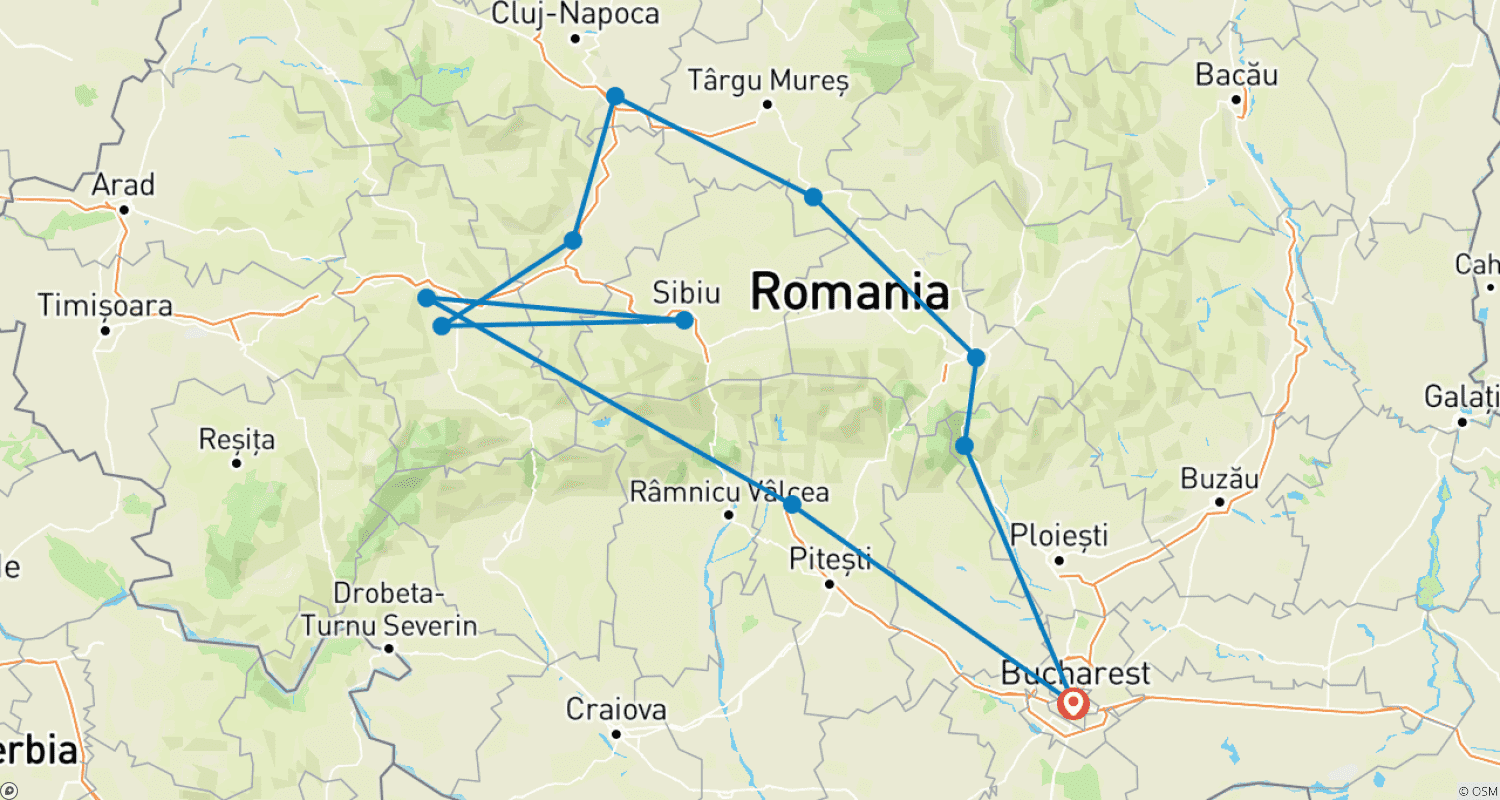 Mapa trasy: Magiczna wycieczka po Transylwanii – 4 dni