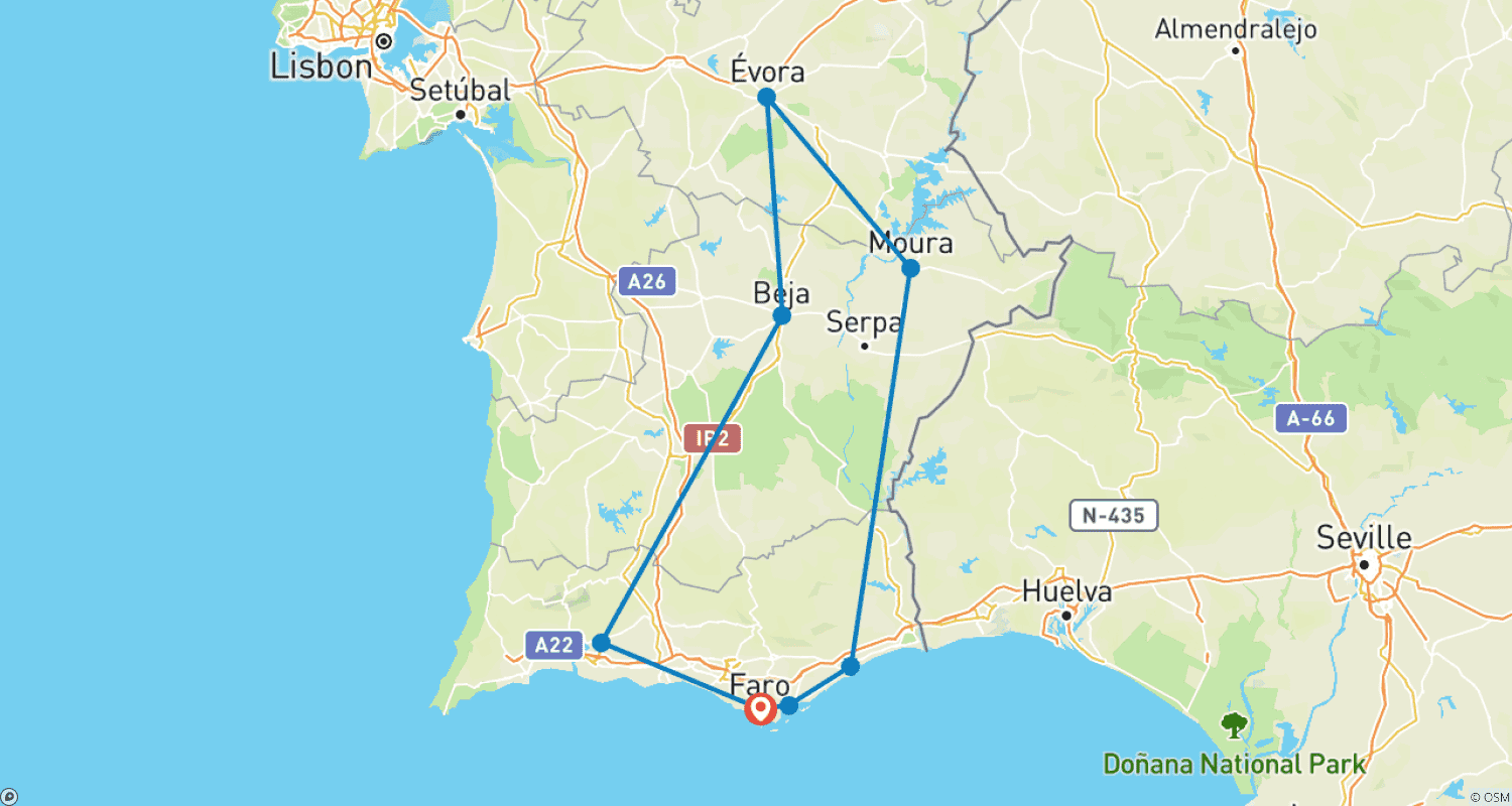 خريطة مسار Discovering Algarve and Alentejo, Self-drive