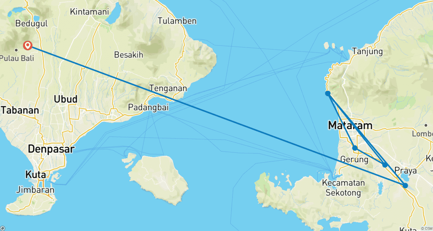 Mapa trasy: Odkryj Lombok, Prywatna wycieczka