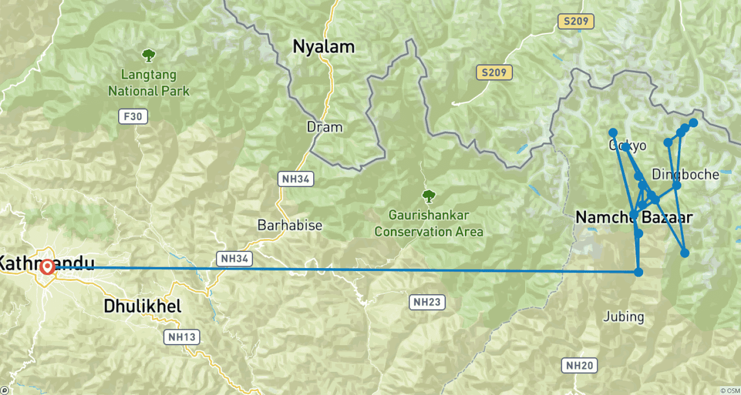 Mapa do percurso de Lobuche East Peak Climbing