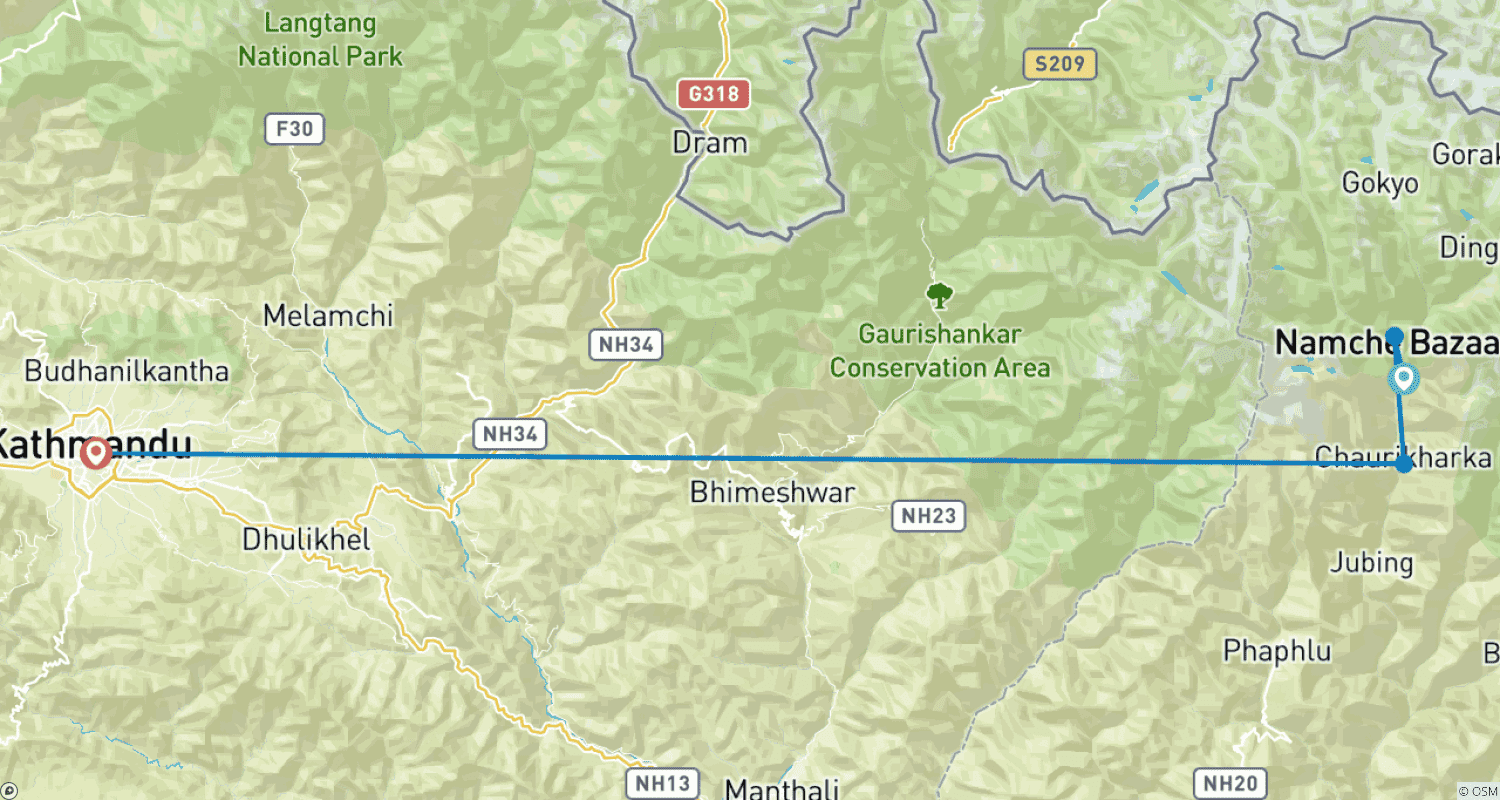 Mapa trasy: 5 Dni Trek z Widokiem na Everest