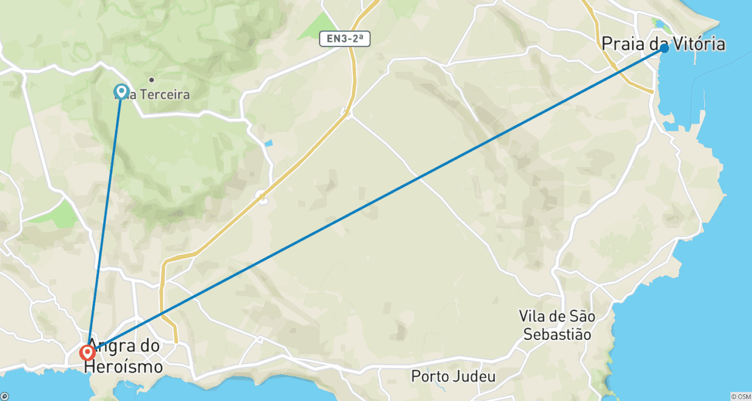 Mapa do percurso de Escapada Autoguiada na Ilha Terceira, Açores