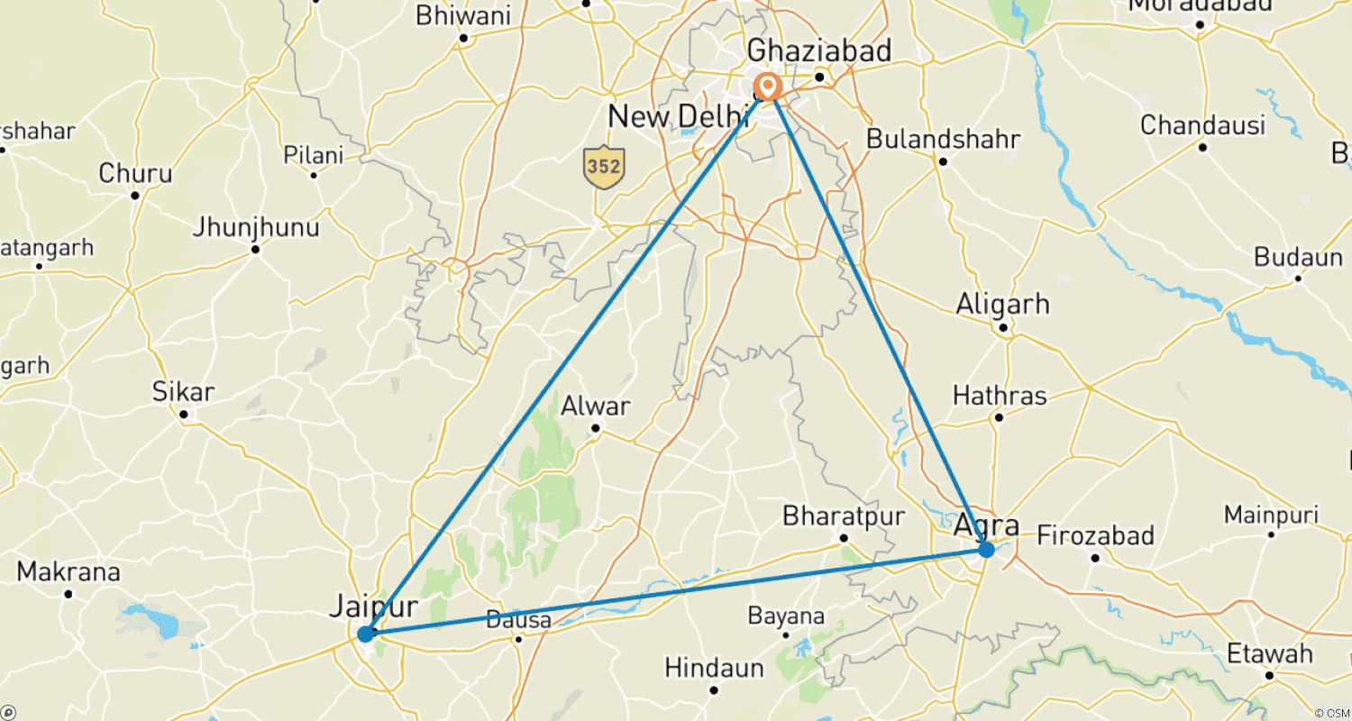 Mapa trasy: From Delhi: Golden Triangle Tour 3 Days