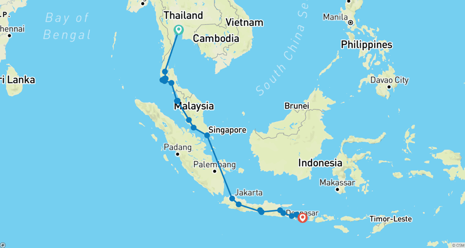Mapa trasy: Bangkok to Bali