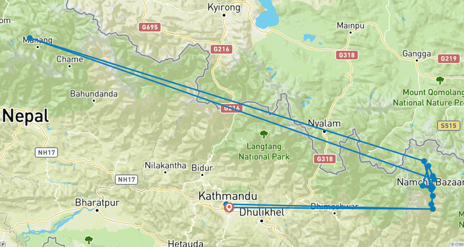 Mapa do percurso de Trekking Gokyo e Renjo La Pass