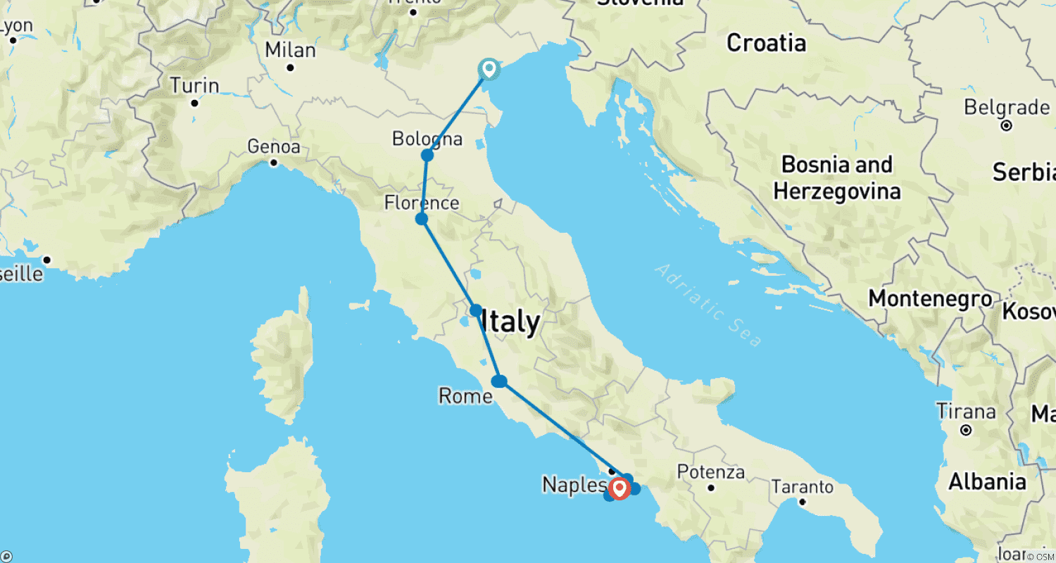 Mapa trasy: Smak Włoch z Sorrento - 10 Dni/9 Nocy