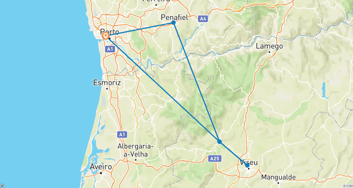 Mapa trasy: Uzdrowiskowe wody Północnej Portugalii, Samodzielna podróż samochodem