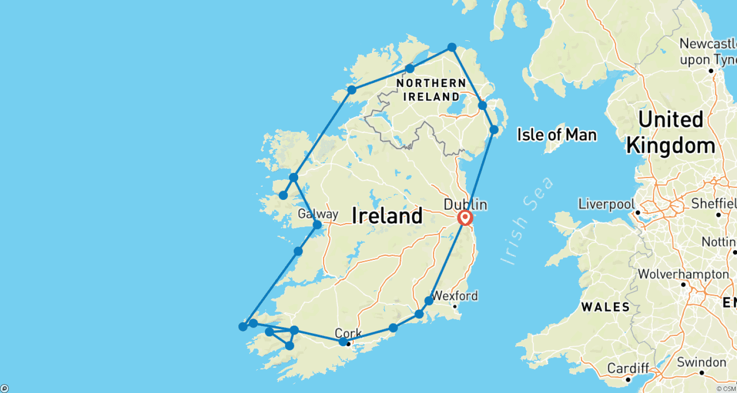 アイルランド・クラシック - 13日間/12泊のルートマップ