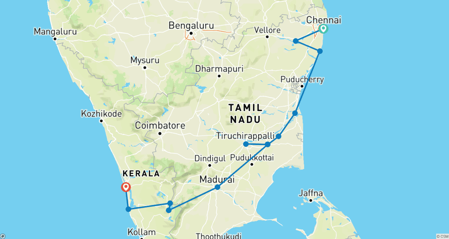 Mapa trasy: Indie Drawida