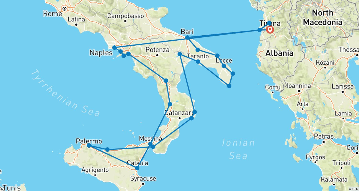 Europe Explorer Grand Tour "地中海ルート"のルートマップ