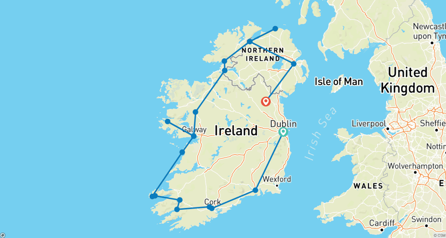 Mapa trasy: Irlandzka Odyseja - 12 Dni/11 Nocy (20 miejsc)