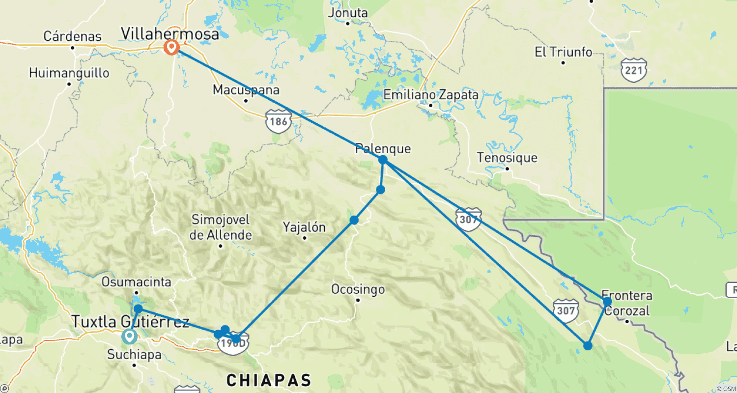 Mapa trasy: Odkrywca Chiapas