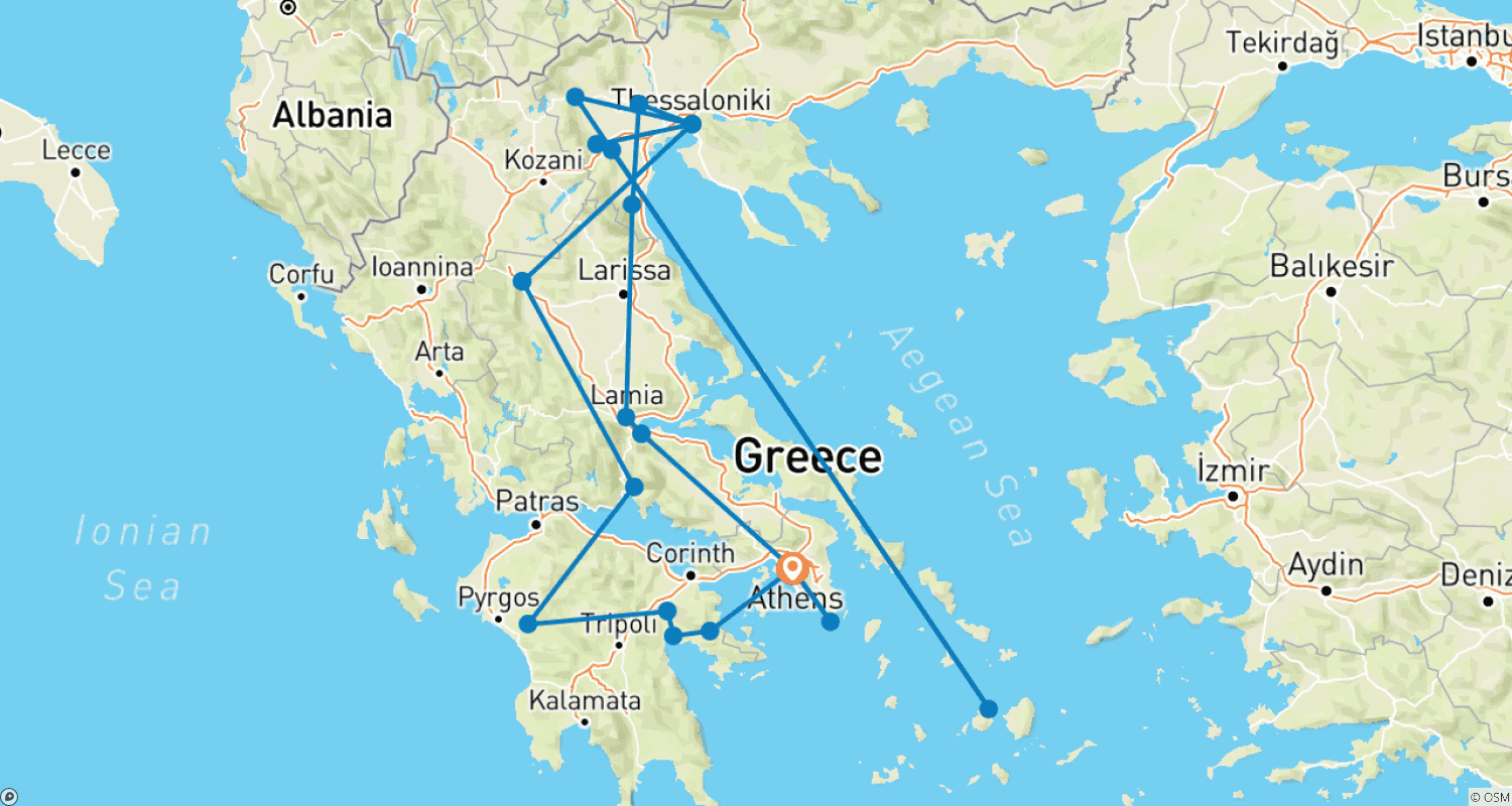 Mapa trasy: Wielka podróż po Grecji