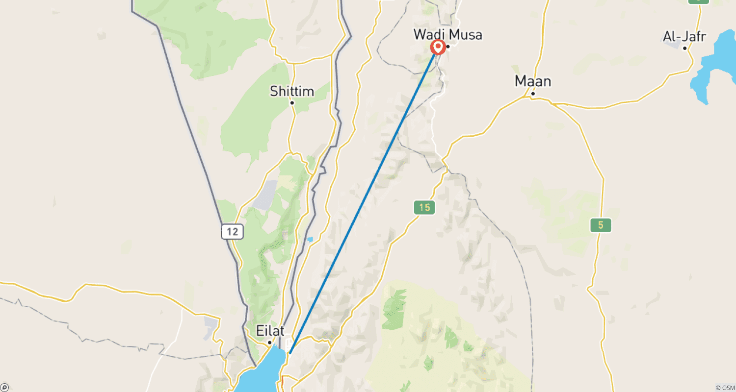 Mapa do percurso de Excursão em Terra a Petra a partir do Porto de Aqaba (01 Dia) (AX-JHT-001)