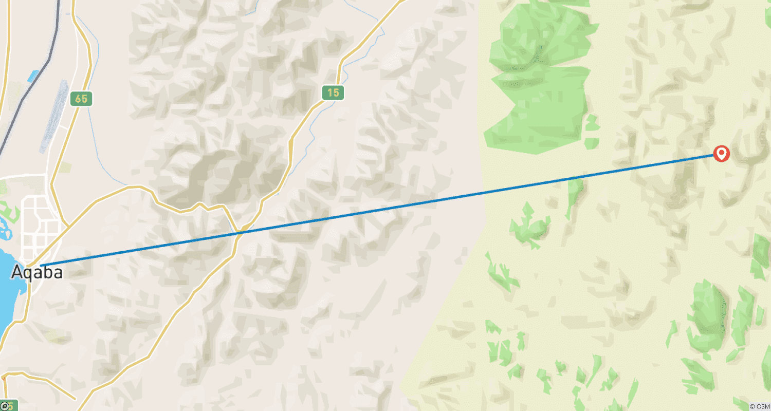 Mapa trasy: Wycieczka z portu Akaba do Wadi Rum (AX-JHT-003)