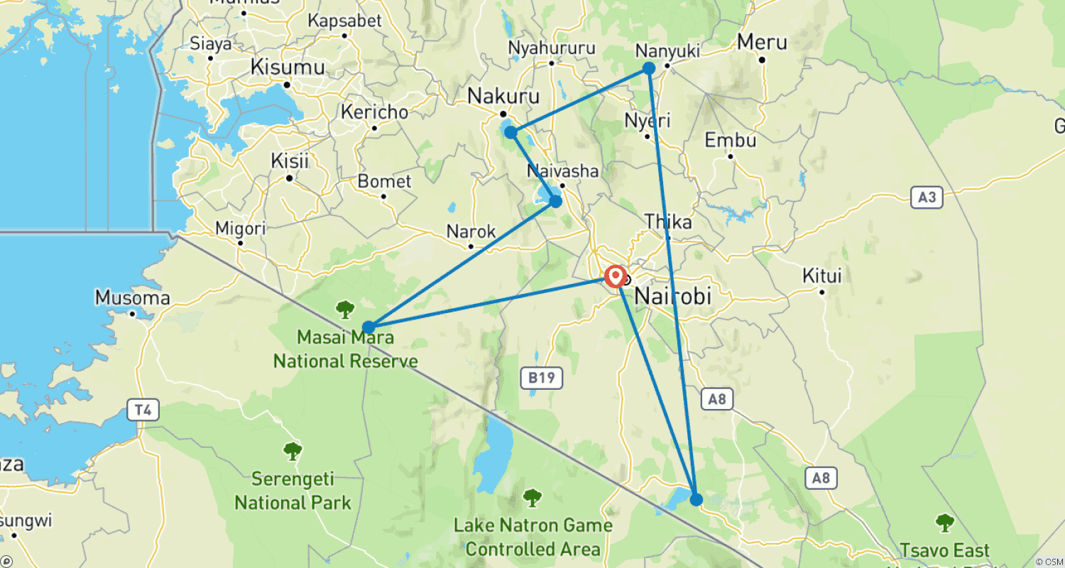 خريطة مسار 10 Days Ultimate Kenya Migration Lodge Safari – Wildebeest Migration & Big Five