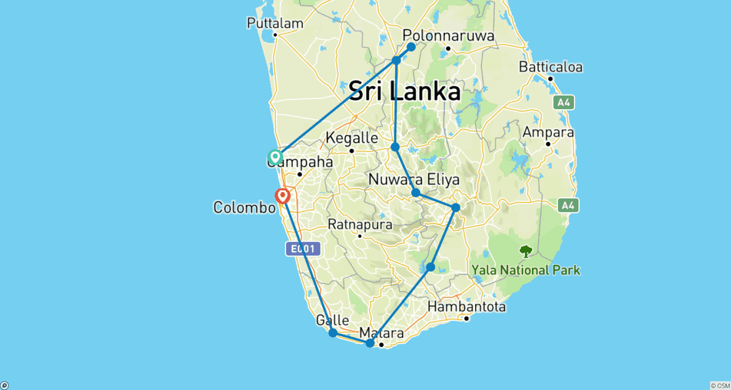 خريطة مسار Sri Lanka Deluxe Travels