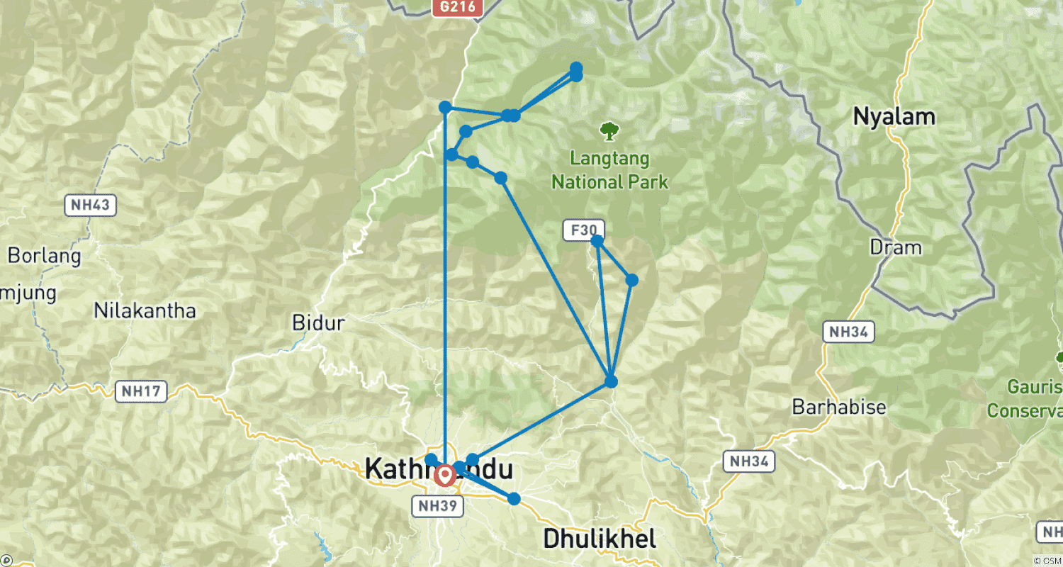 Mapa trasy: Langtang Helambu Trek