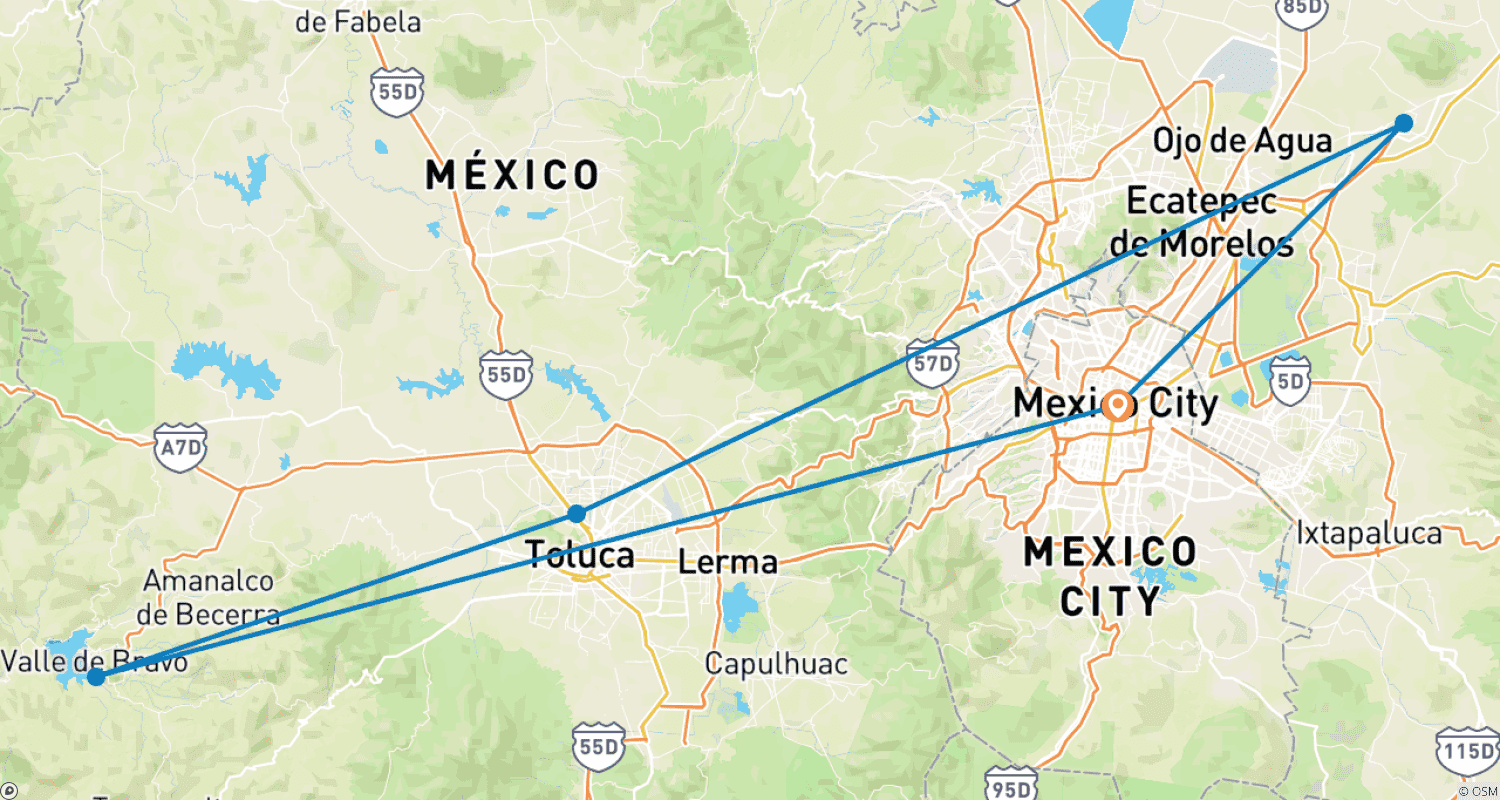 خريطة مسار Mexico Magic Towns: Magic Towns, Nature & Culture