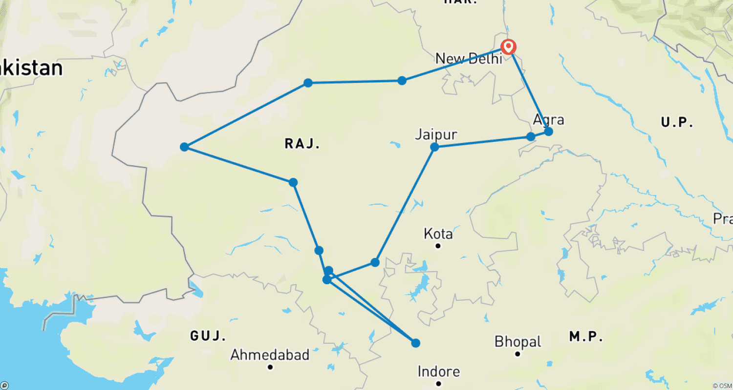 Best Of Rajasthanのルートマップ