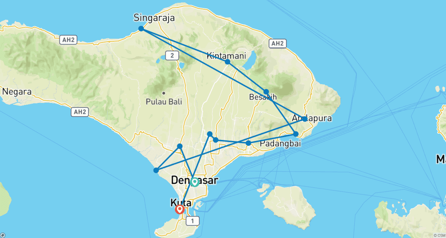Pure of Bali, Private Tourのルートマップ