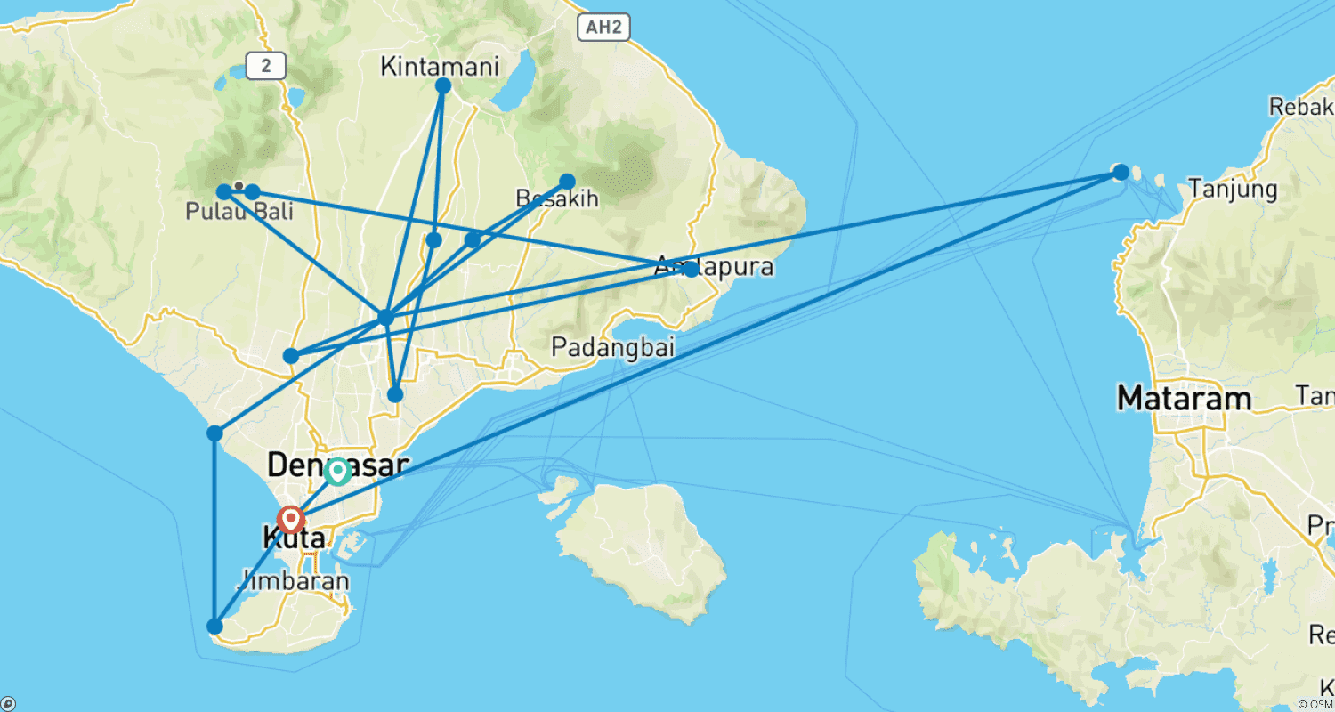 Mapa trasy: Bali i Gili – Najważniejsze atrakcje, Prywatna wycieczka