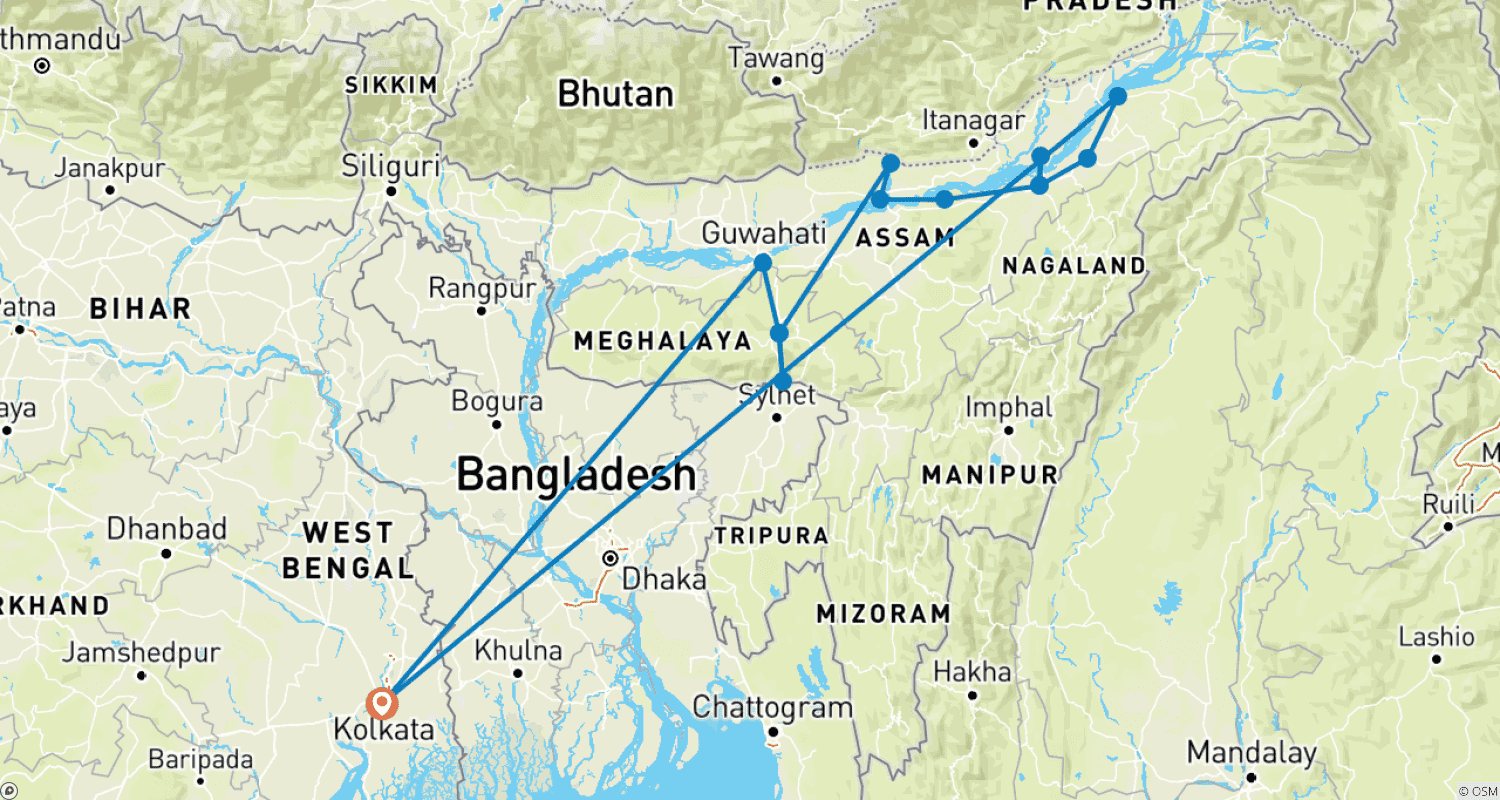 Mapa trasy: Eastern India Tour
