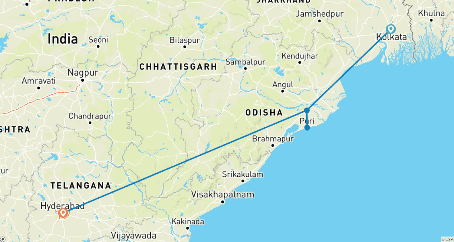 Mapa trasy: Wycieczka po dziedzictwie Indii