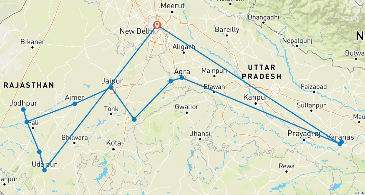 Mapa trasy: Wielka Podróż po Indiach