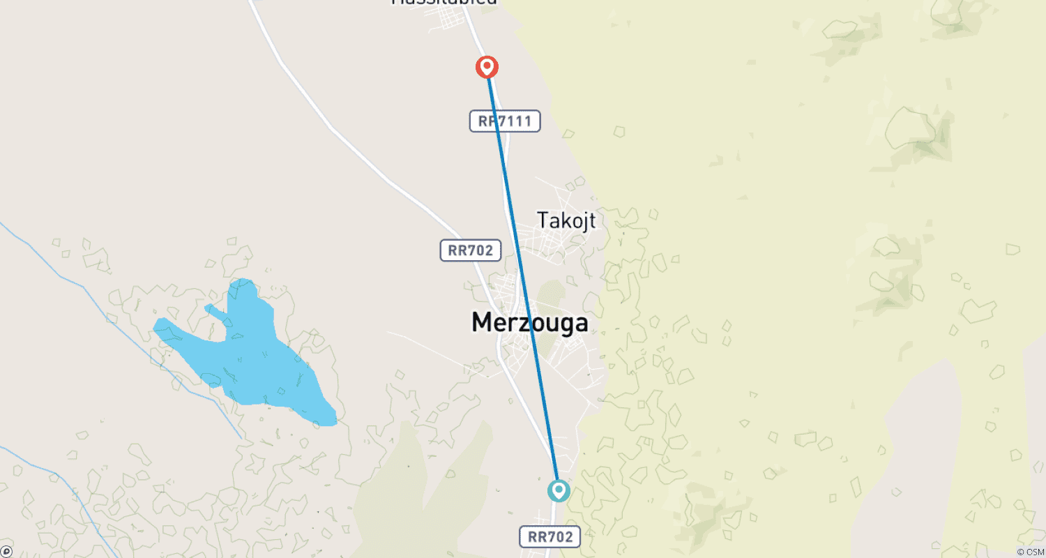 Mapa trasy: 3-dniowa przygoda KTM na pustyni w Merzouga i Erg Chebbi: Odkryj słynną trasę Rajdu Dakar