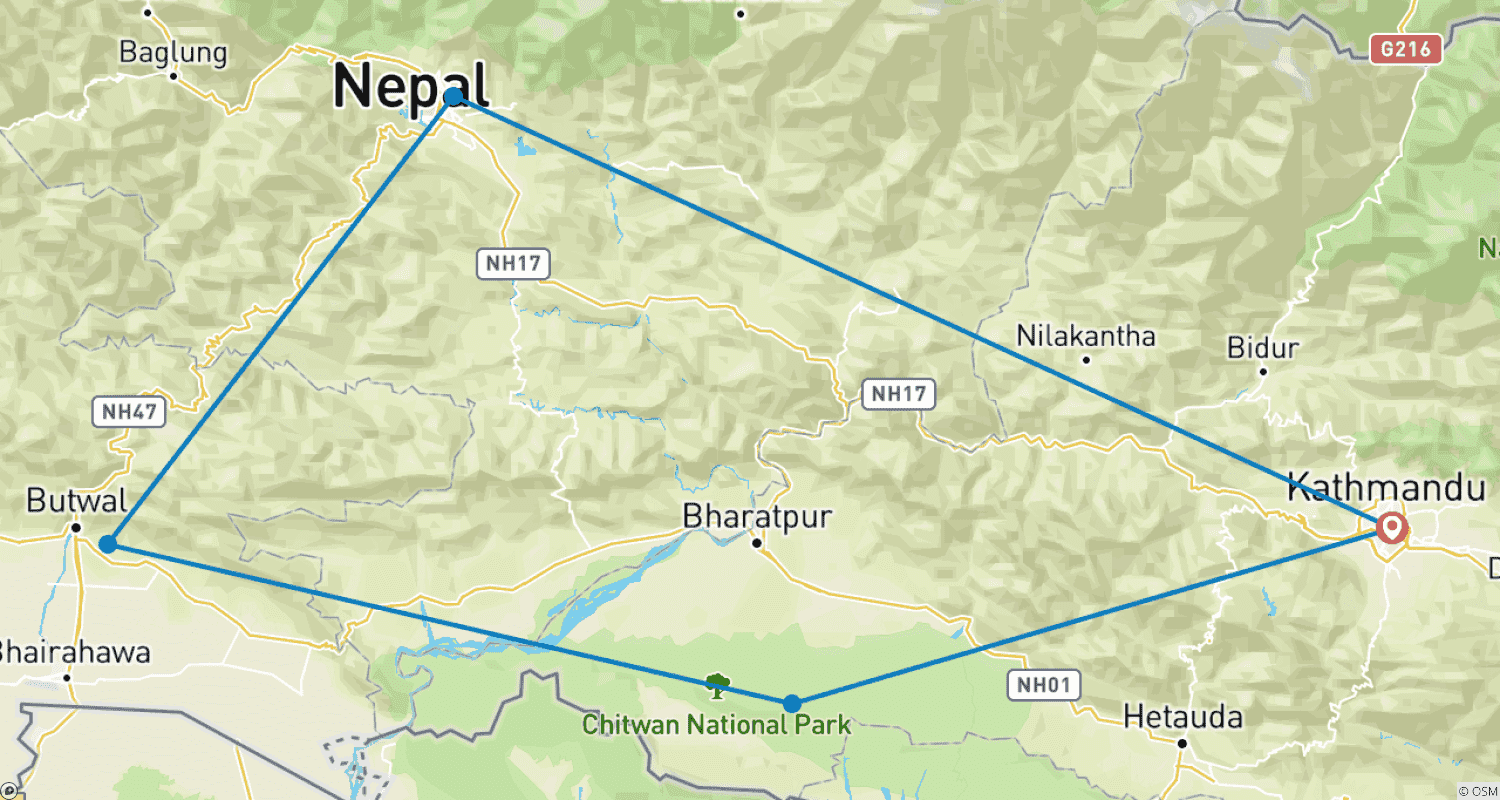 Mapa trasy: Majestic Nepal