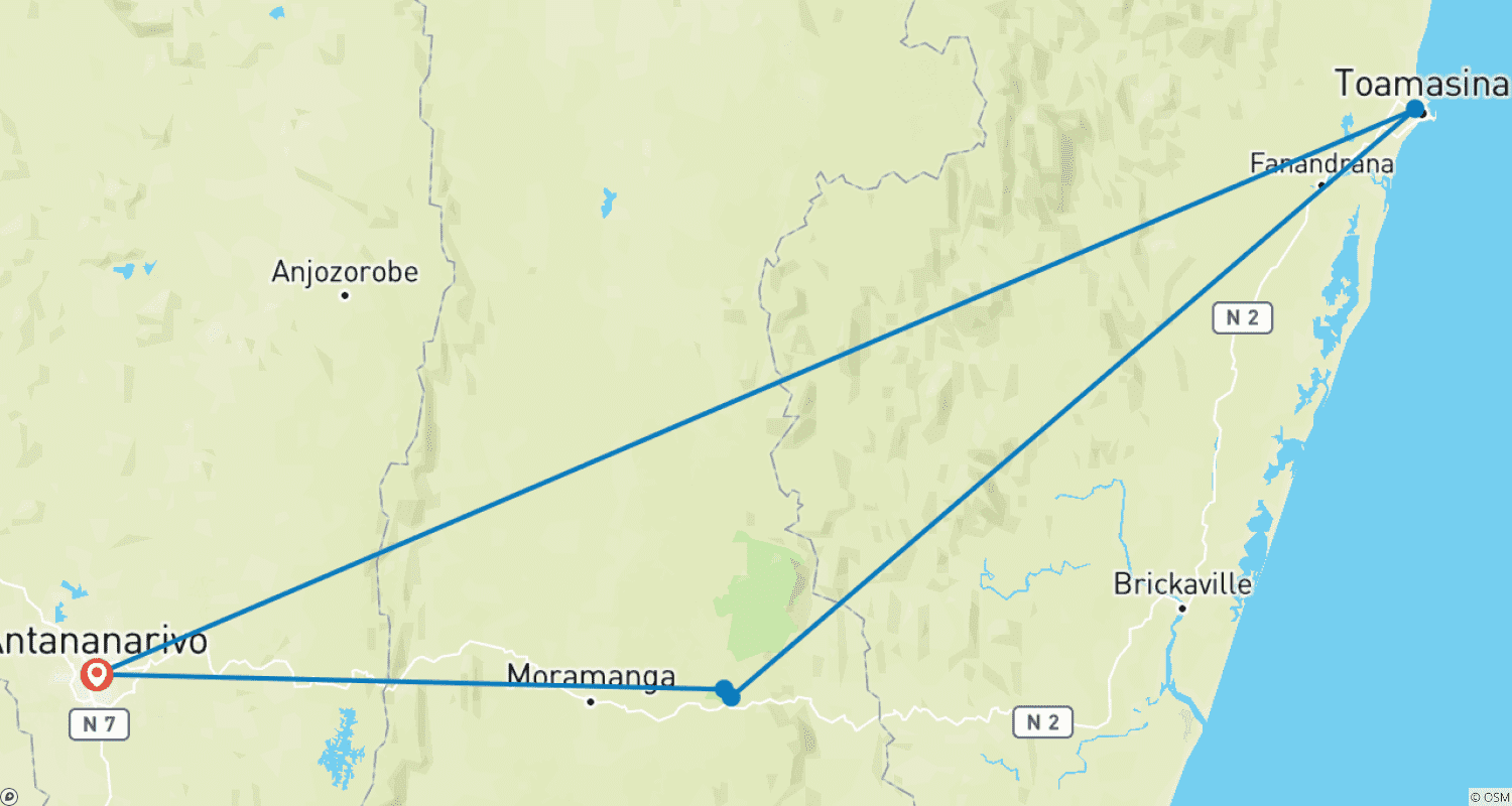 Mapa do percurso de The Eastern Madagascar wonder