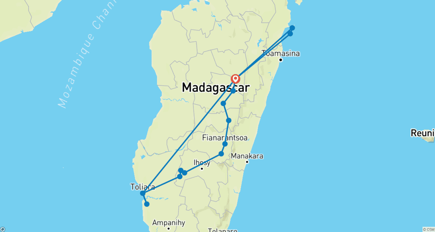 خريطة مسار ثقافة وسحر مدغشقر