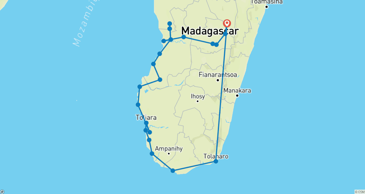 Mapa trasy: Relaks na południowym Madagaskarze