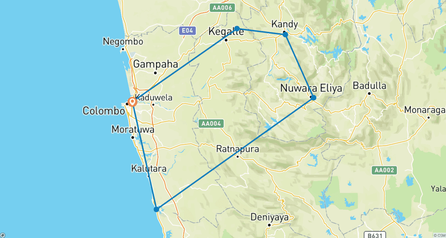 Mapa trasy: 5 Days in Sri Lanka