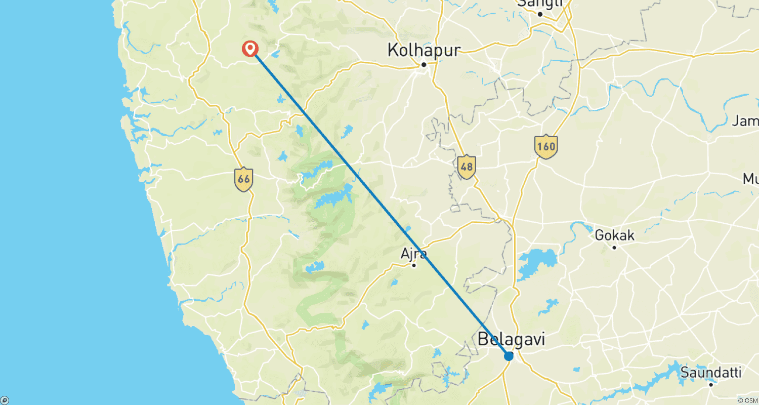 خريطة مسار Goa to Belgaum, Kolhapur & Radhanagari Wildlife Sanctuary (2 Days)